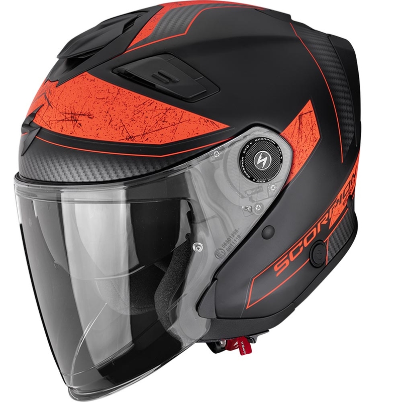 Cască Motocicletă Scorpion EXO-GT Jet Crest Open Face Negru Mat-Roșu