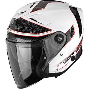 Cască de motocicletă Scorpion EXO-GT Jet Crest open face alb-roșu