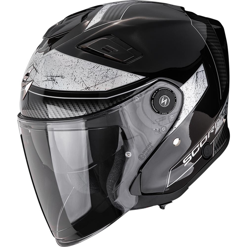 Cască de motocicletă Scorpion EXO-GT Jet Crest, neagră-argintie