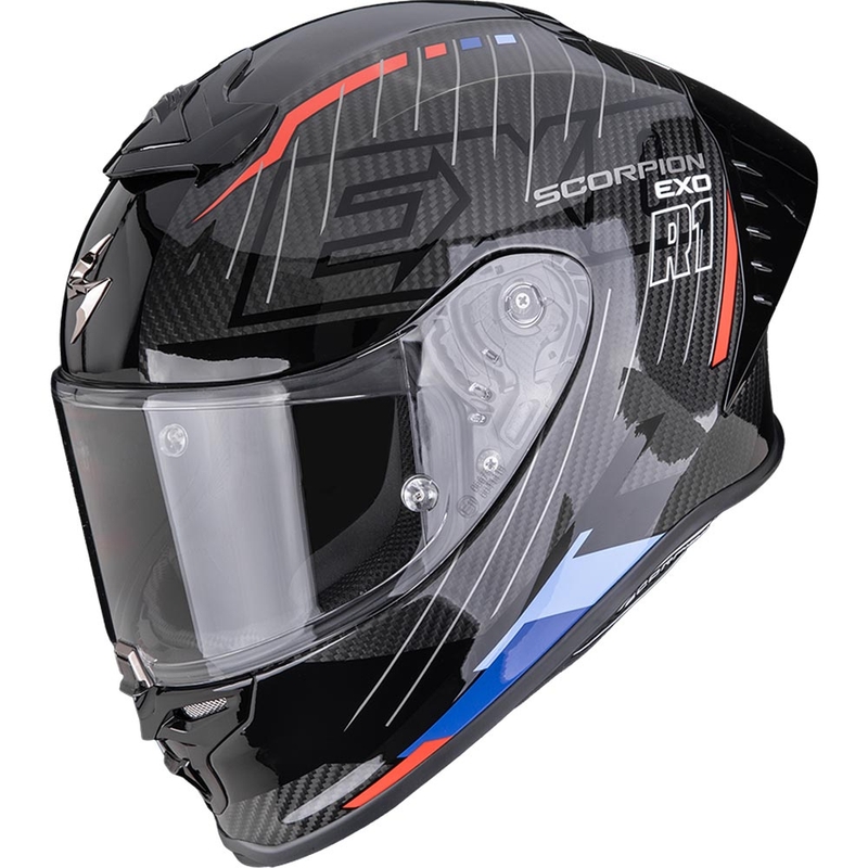 Cască integrală pentru motocicletă Scorpion EXO-R1 EVO II Air Surge negru-albastru-roșu