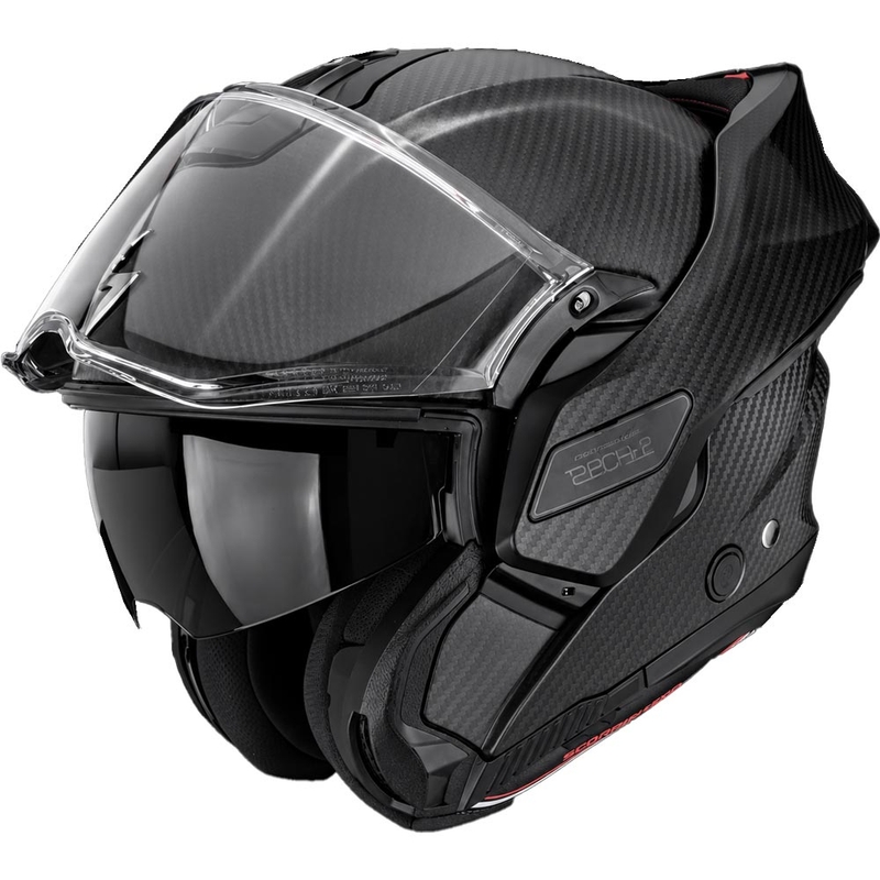 Cască de motocicletă Scorpion EXO-TECH II Carbon Solid, flip-up, neagră mată