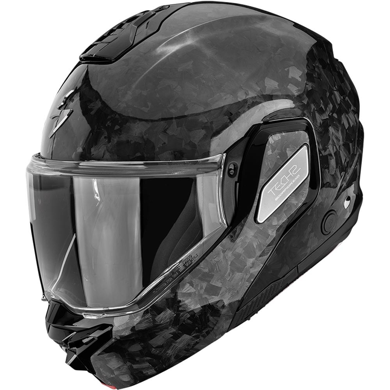 Cască de motocicletă Scorpion EXO-TECH II Onyx Carbon, neagră, cu montare extensibilă