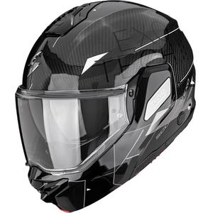 Cască de motocicletă Scorpion EXO-TECH II Carbon Viator, flip-up, negru-argintiu