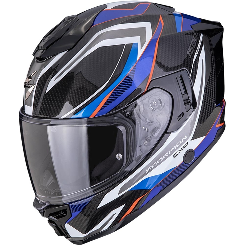 Cască integrală pentru motocicletă Scorpion EXO-1500 Carbon Air Hydro negru-alb-albastru