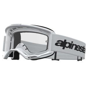 Ochelari motocross Alpinestars Vision 3 Wordmark alb-negru cu plexiglas transparent