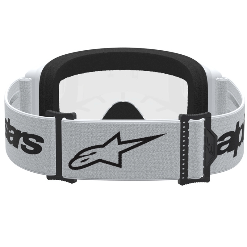 Ochelari motocross Alpinestars Vision 3 Wordmark alb-negru cu plexiglas transparent