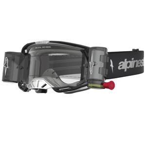 Ochelari de protecție motocross Alpinestars Vision 8 Amber Roll-Off Wide Vision, negri-argintii