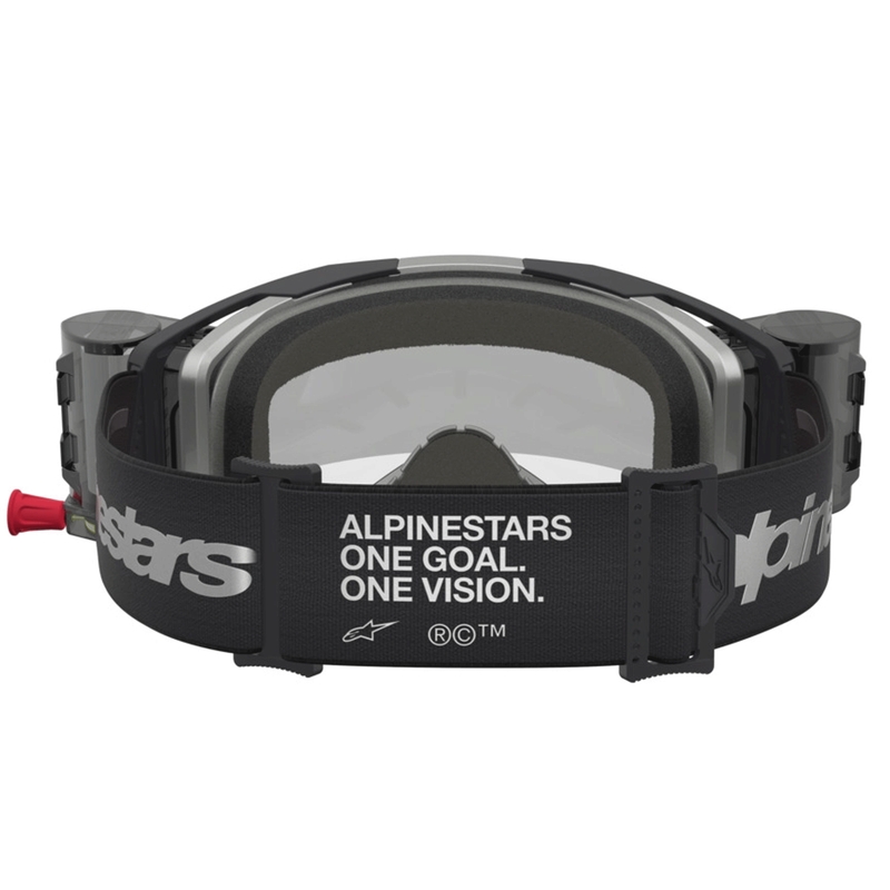 Ochelari de protecție motocross Alpinestars Vision 8 Amber Roll-Off Wide Vision, negri-argintii