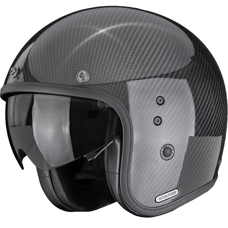 Cască de motocicletă Scorpion Belfast II Carbon Solid Open Face, neagră