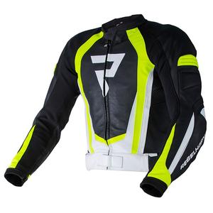 Jachetă de motociclete Rebelhorn Piston II PRO negru-alb-alb-fluo galben lichidare