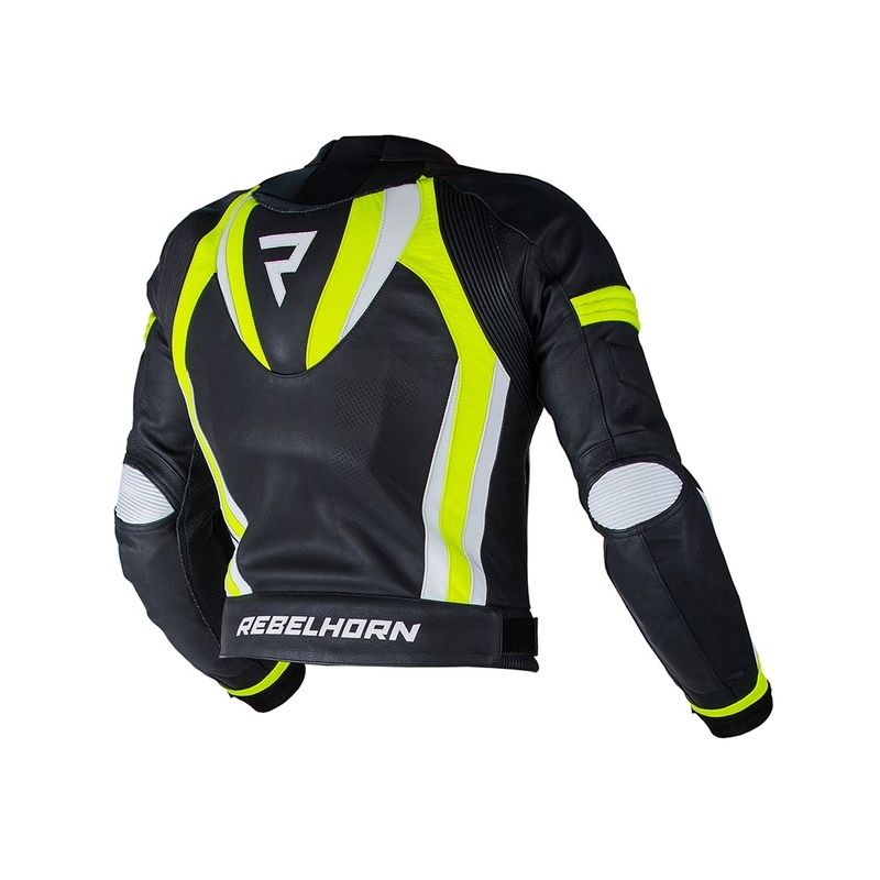 Jachetă de motociclete Rebelhorn Piston II PRO negru-alb-alb-fluo galben lichidare