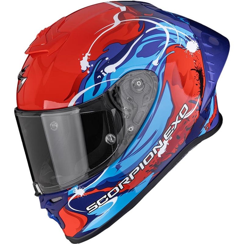 Cască integrală pentru motocicletă Scorpion EXO-R1 EVO II Air Thrust roșu-albastru