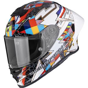 Cască integrală pentru motocicletă Scorpion EXO-R1 EVO II Air Pouls, alb-multicoloră