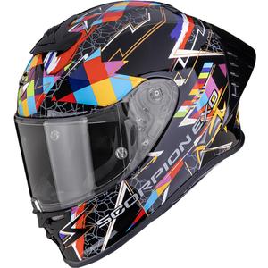 Cască integrală pentru motocicletă Scorpion EXO-R1 EVO II Air Pouls, neagră-multicoloră