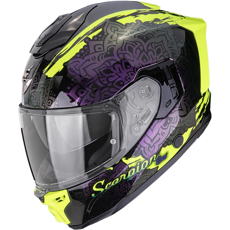 Cască integrală pentru motocicletă Scorpion EXO-1500 Air Vortex, negru-galben fluo-cameleon