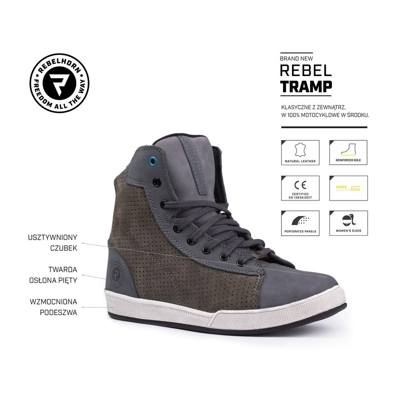 Cizme de motocicletă Rebelhorn Tramp Grey