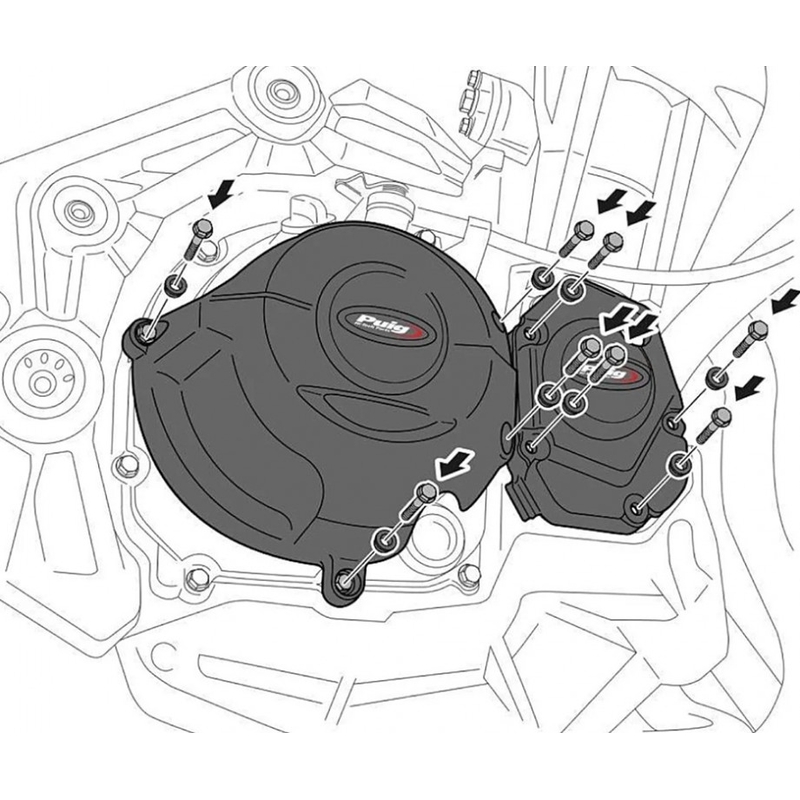 Engine protective covers PUIG Negru included 3 covers