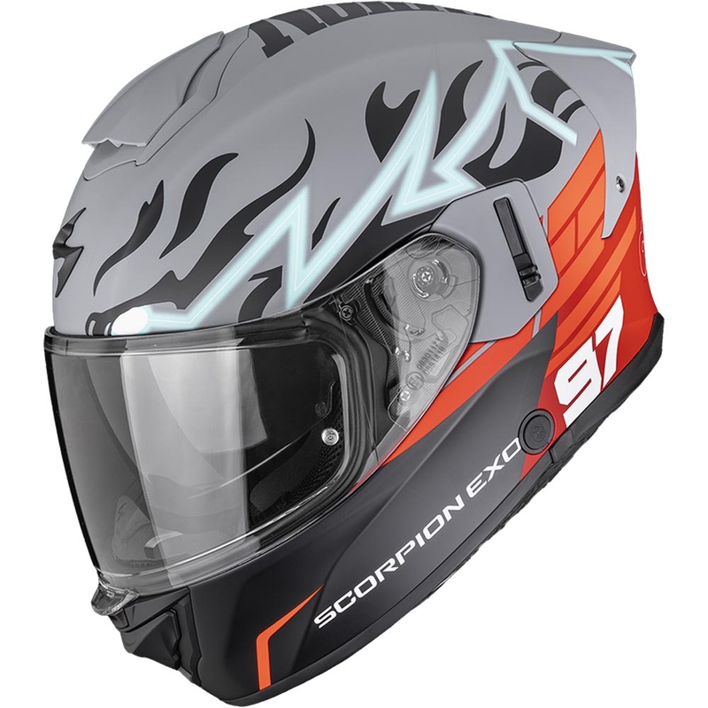 Cască integrală pentru motocicletă Scorpion EXO-530 Air JSK 97, gri mat-roșu