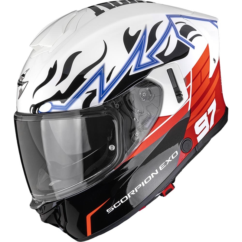 Cască integrală pentru motocicletă Scorpion EXO-530 Air JSK 97 alb-roșu