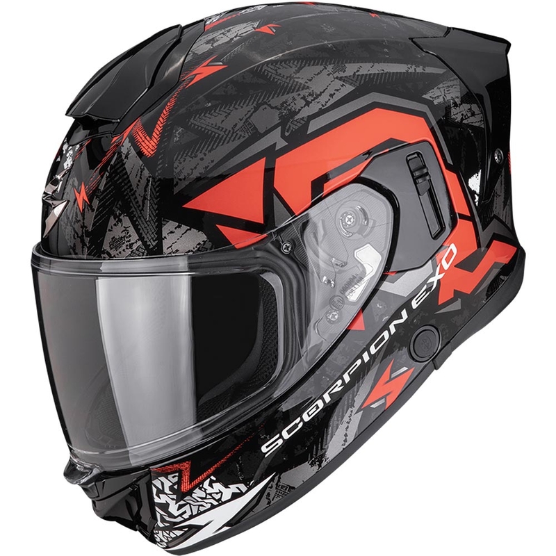 Cască integrală pentru motocicletă Scorpion EXO-530 Air Meteor negru-argintiu-roșu