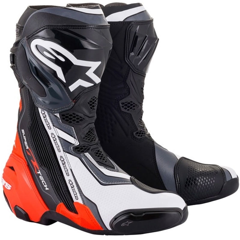 Ghete moto Alpinestars Supertech R negru-rosu fluo-alb-gri