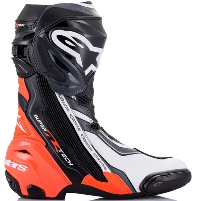 Ghete moto Alpinestars Supertech R negru-rosu fluo-alb-gri