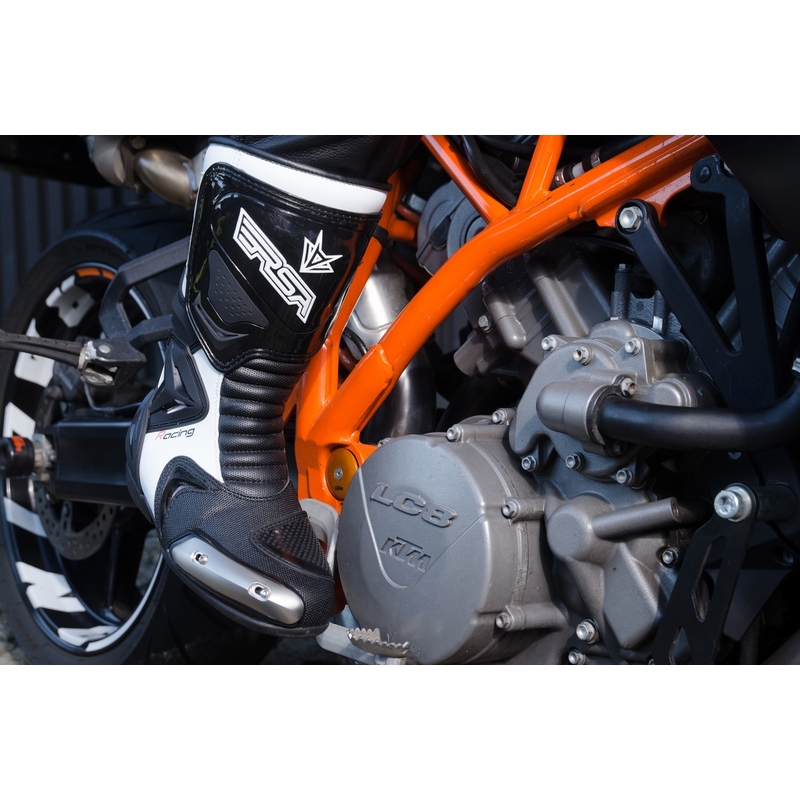 Pantofi moto RSA Racing II alb și negru lichidare
