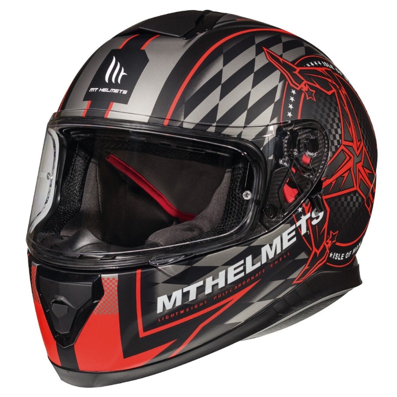 MT Thunder 3 SV Isle Of Man negru-gri-roșu-cască de motocicletă integrală lichidare