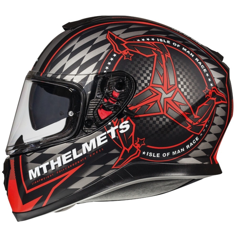MT Thunder 3 SV Isle Of Man negru-gri-roșu-cască de motocicletă integrală lichidare