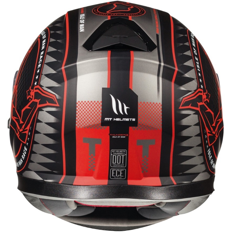 MT Thunder 3 SV Isle Of Man negru-gri-roșu-cască de motocicletă integrală lichidare