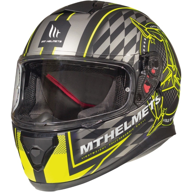 Cască de motociclist integrală MT Thunder 3 SV Isle Of Man negru-cenușiu-gri-galben-fluo