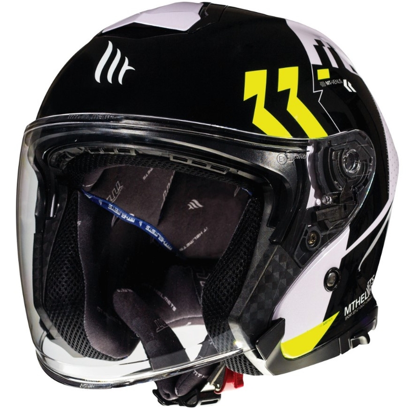 Cască de motocicletă deschisă MT Thunder 3 SV Venus negru-alb-alb-galben-fluo lichidare