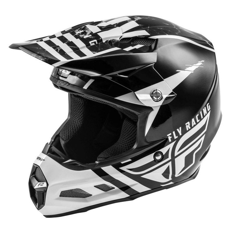 Cască de motocros FLY Racing F2 Carbon Granite alb-negru-gri