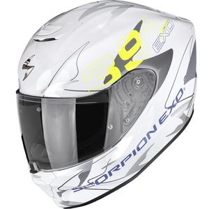 Cască integrală pentru motocicletă Scorpion EXO-391 Key, alb-argintiu-galben fluo