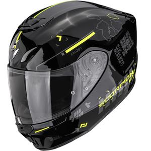 Cască integrală pentru motocicletă Scorpion EXO-391 Iron, negru-galben fluo