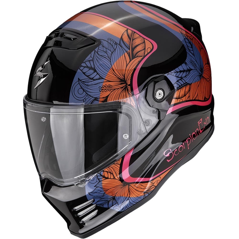 Cască integrală pentru motocicletă Scorpion Covert FX Ameria negru-portocaliu