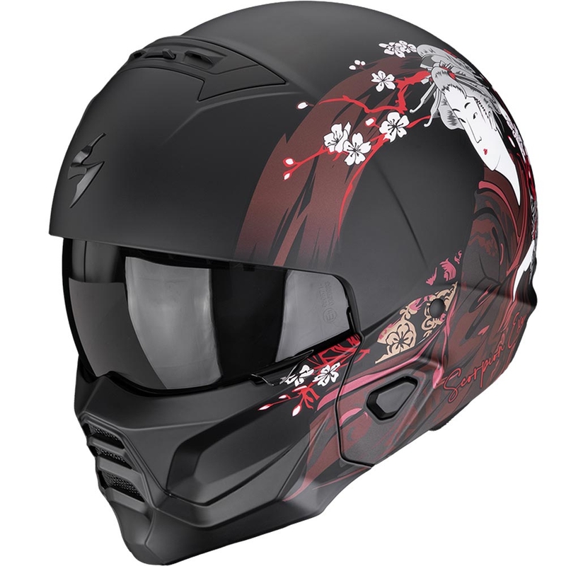 Cască modulară de motocicletă Scorpion EXO-COMBAT II Demure negru mat-roșu