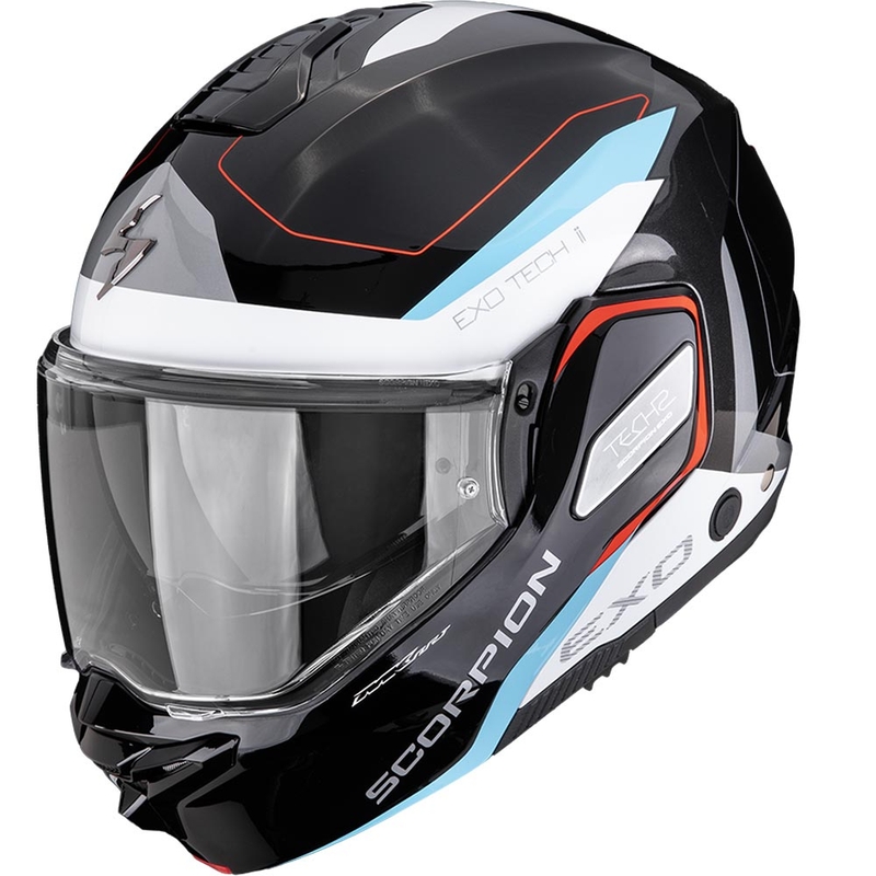 Cască de motocicletă Scorpion EXO-TECH II Passager, flip-up, negru-alb-albastru