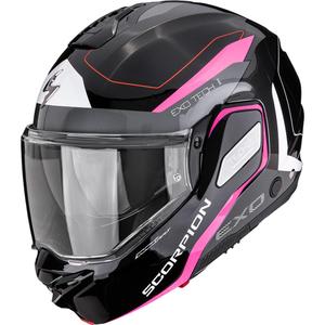 Cască de motocicletă Scorpion EXO-TECH II Passager, flip-up, negru-argintiu-roz