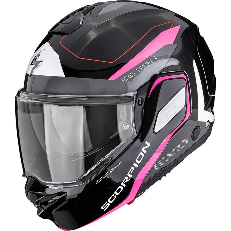 Cască de motocicletă Scorpion EXO-TECH II Passager, flip-up, negru-argintiu-roz