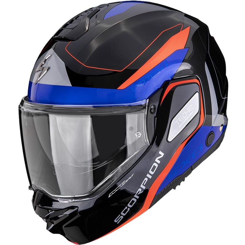 Cască de motocicletă Scorpion EXO-TECH II Passager, flip-up, negru-roșu-albastru