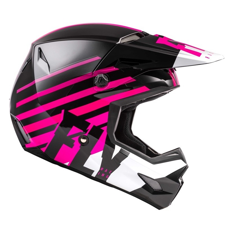 Cască de motocros FLY Racing Kinetic Thrive roz-negru-alb