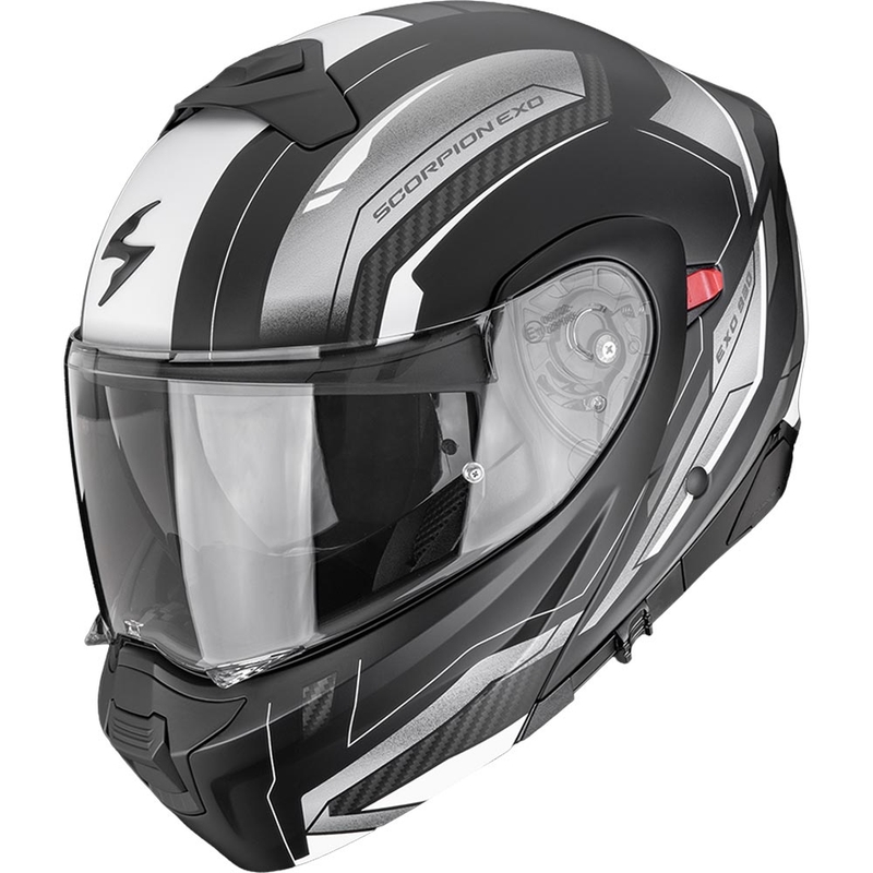 Cască de motocicletă Scorpion EXO-930 EVO Space, flip-up, negru mat-argintiu-alb