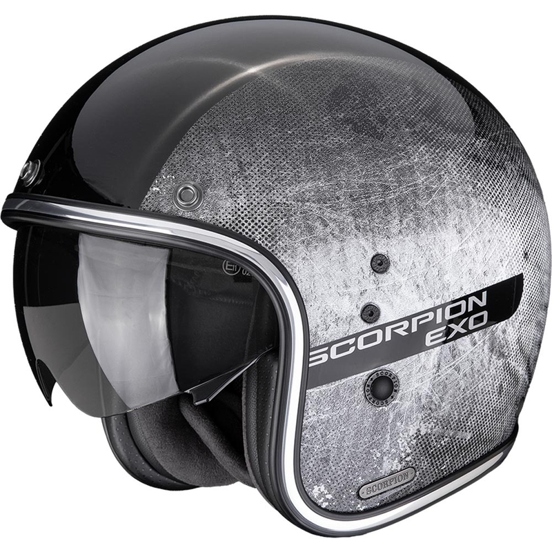 Cască de motocicletă Scorpion Belfast II Quest open face, negru-argintiu