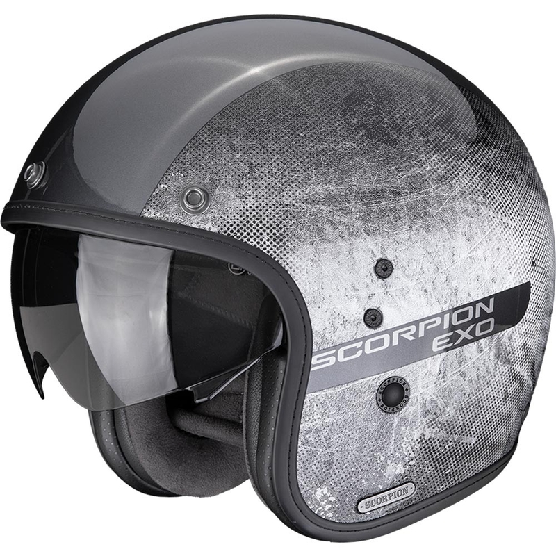 Cască de motocicletă Scorpion Belfast II Quest open face, argintiu-negru