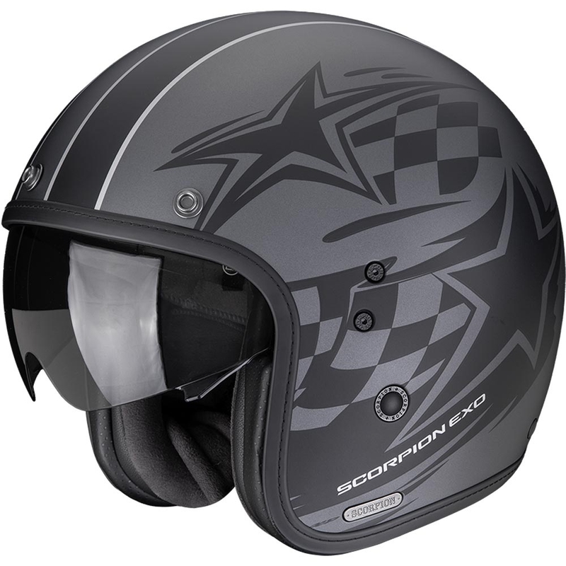 Cască Motocicletă Scorpion Belfast II Flagstone Open Face, Argintiu Mat-Negru