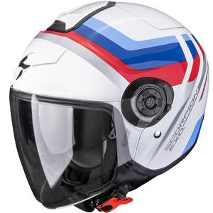 Cască de motocicletă Scorpion EXO-CITY II Sport, model open face, alb-albastru-roșu