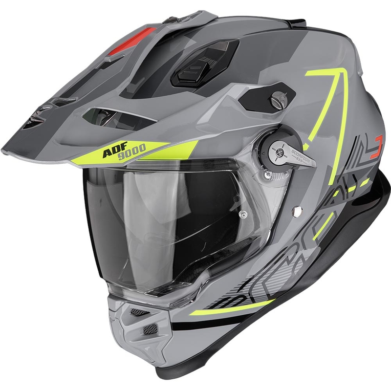 Cască enduro Scorpion ADF-9000 Air Summit argintiu-galben fluo