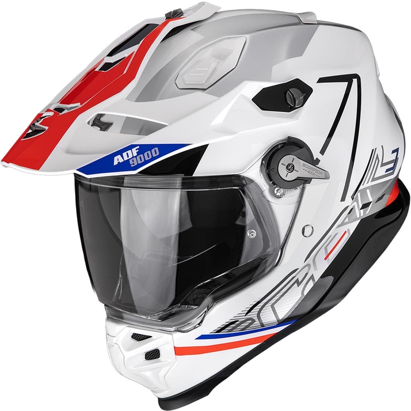 Cască enduro Scorpion ADF-9000 Air Summit alb-roșu-argintiu