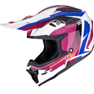 Cască motocross Scorpion SMX-10 Speed alb-roz-albastru